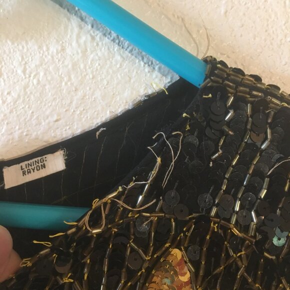 VTG 80s Black Sequins Dress Maxi Dress Gold Stars Blue Pink Lightning Bolt Sz 6 - Picture 14 of 16